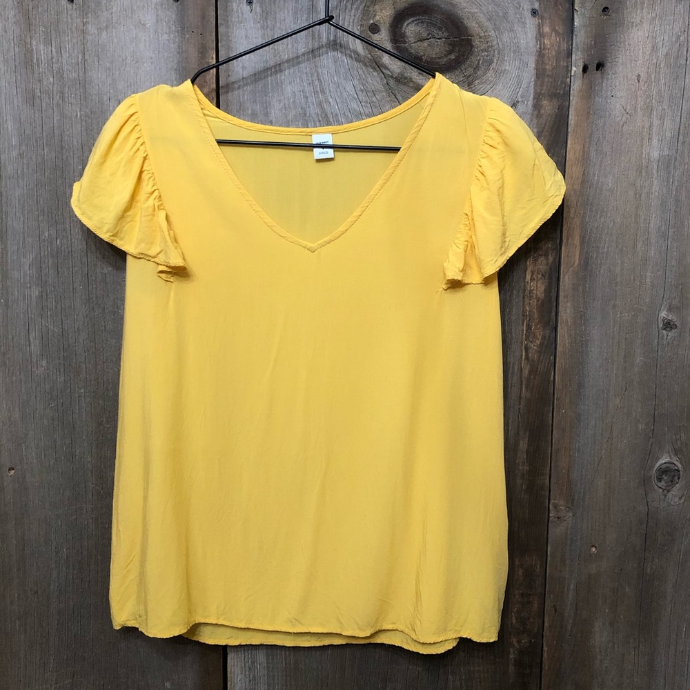 Old Navy Orange / Yellow V-neck Flutter Sleeve Blouse Size Small